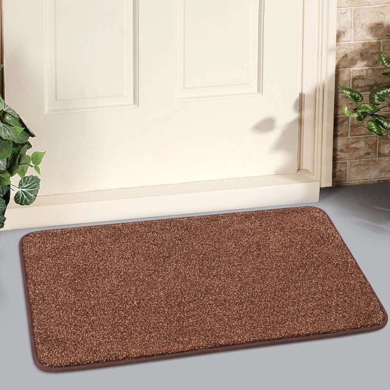 LINLA Indoor Doormat, Super Absorbs Mud Mat, Washable Non-Slip Rubber Backing Clean Door Mat for Doorways Inside Dirt Trapper Mats Shoes Scraper, 18x30 Inches Camel Coffee - Image 1